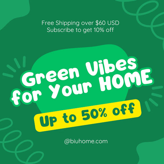 shop for green vibes at BIUHOME and get up to 50% off