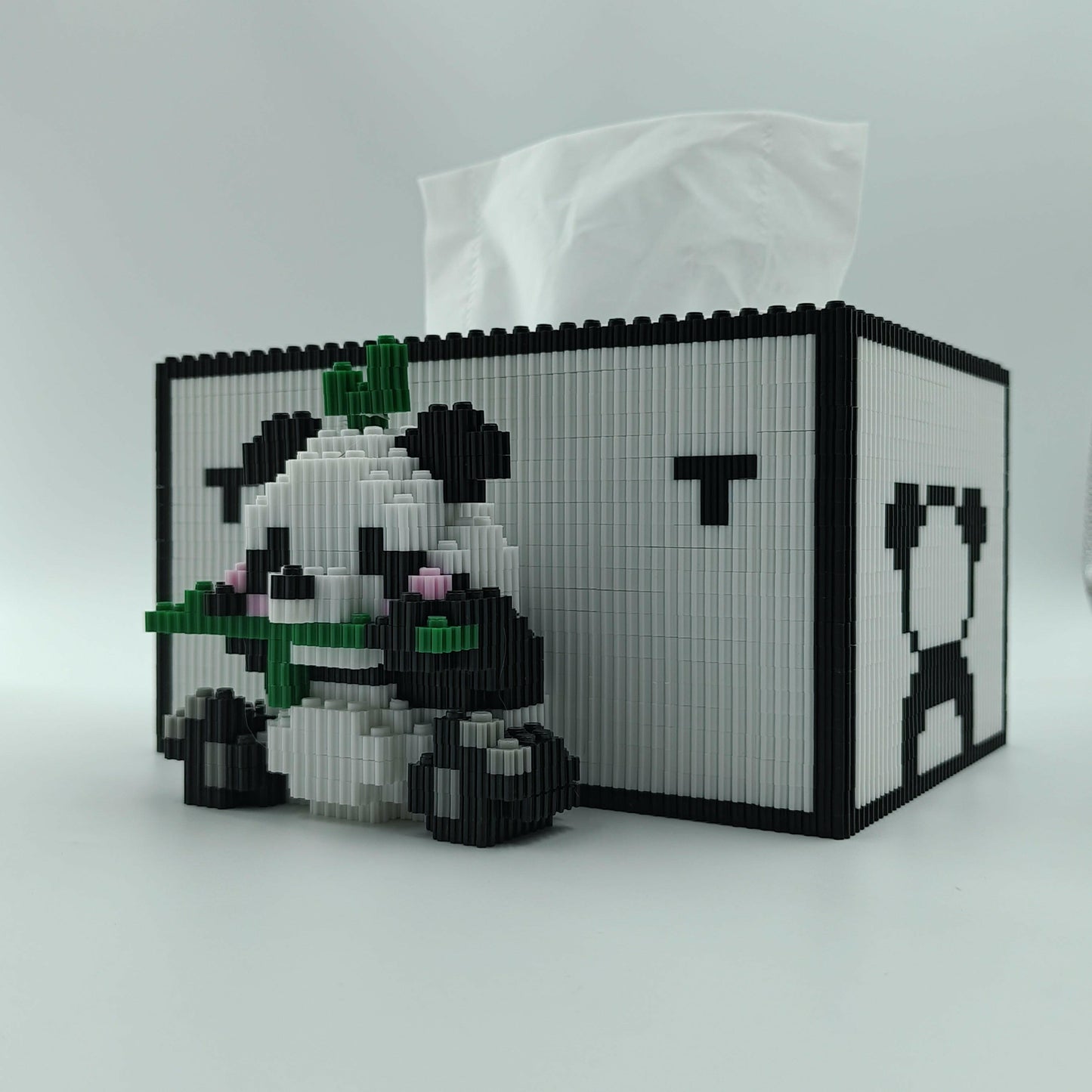 Building block tissue box cute panda designed side look