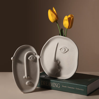 Nordic Modern Creative Ceramic Vase Abstract Face Design