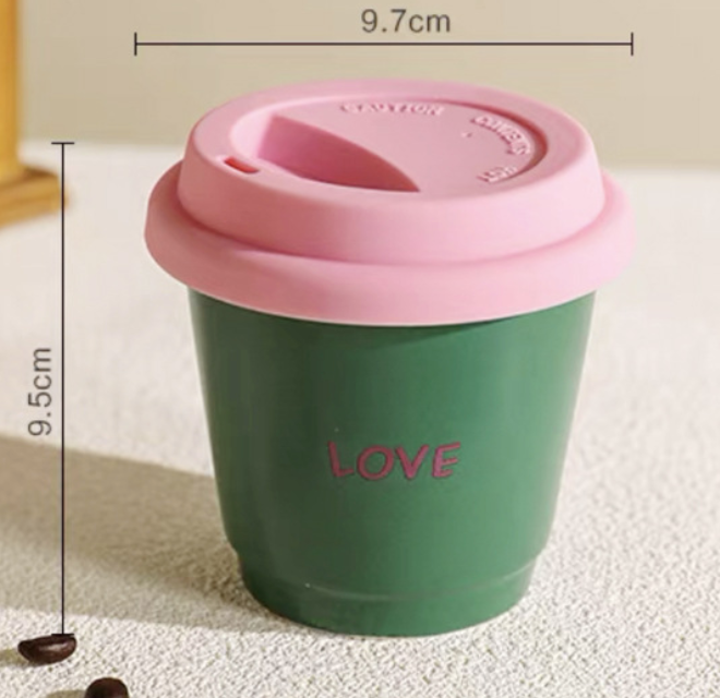 Handmade ceramic coffee mug with lid color clash gummies for tea espresso