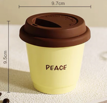 Handmade ceramic coffee mug with lid color clash gummies for tea espresso