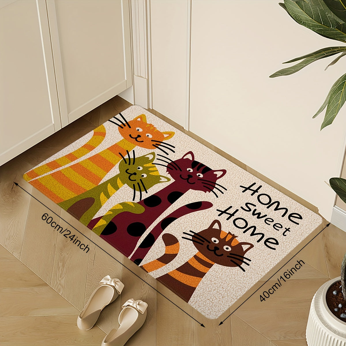Charming Cat Design Non-Slip Floor Mat for Indoor Home decor