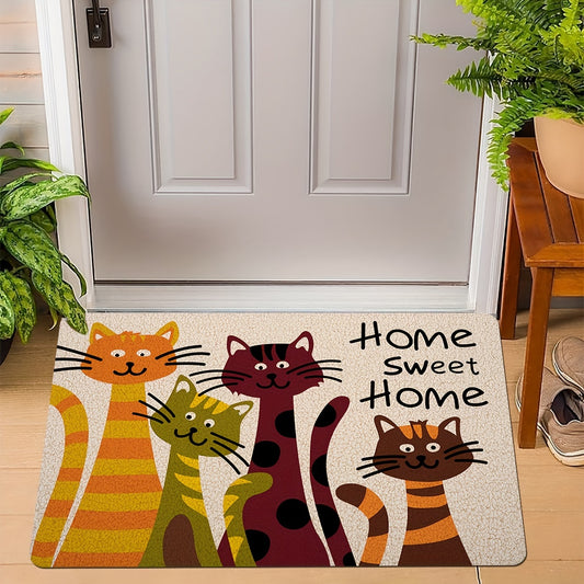 Charming Cat Design Non-Slip Floor Mat for Indoor or Outdoor Home decor