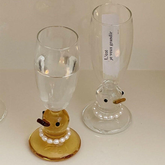 Cocktail Glass Champagne Flute Cute duck designed