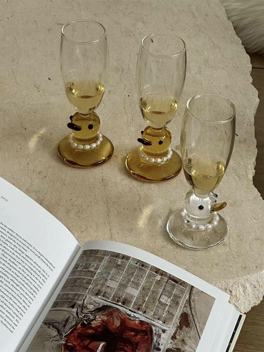 three cute duck designed cocktail glasses