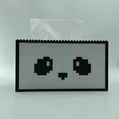 Building block tissue box cute panda designed backside