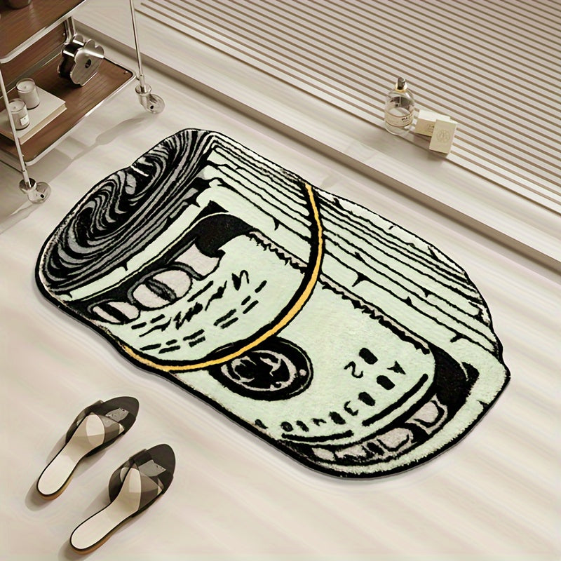 Fun Dollar Bill Roll Design Non-Slip Stain-Resistant Floor Mat for indoor home decor
