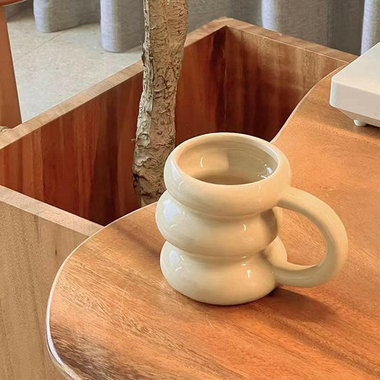 Bubble roll ceramic handle mug by biuhome