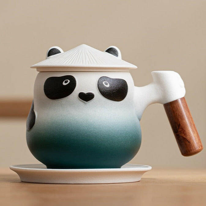 ceramic tea mug KungFu Panda Emerald green