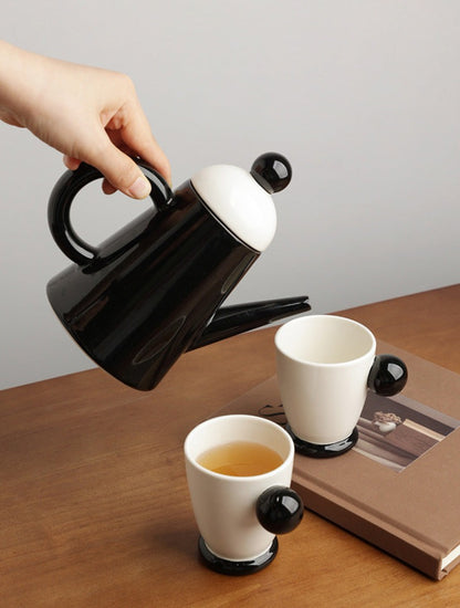 Nordic Vintage Ceramic Coffee/Tea pot Set with 2 Cups