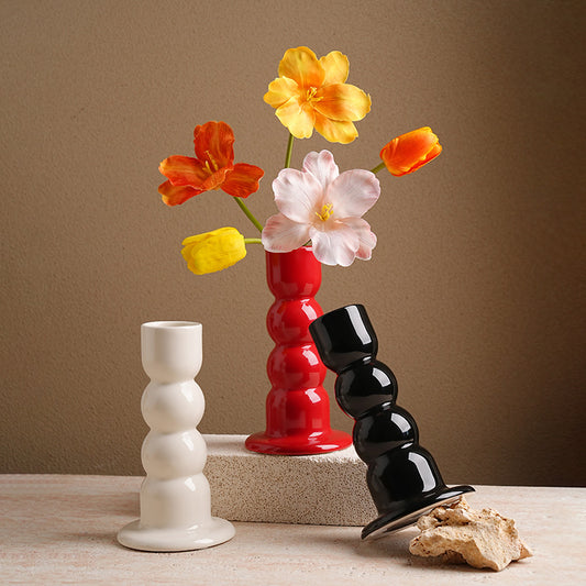 Vintage Minimalist Bubble Tube Ceramic Vases