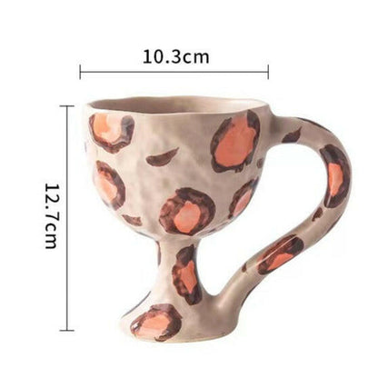 Vintage handmade mug leopard design