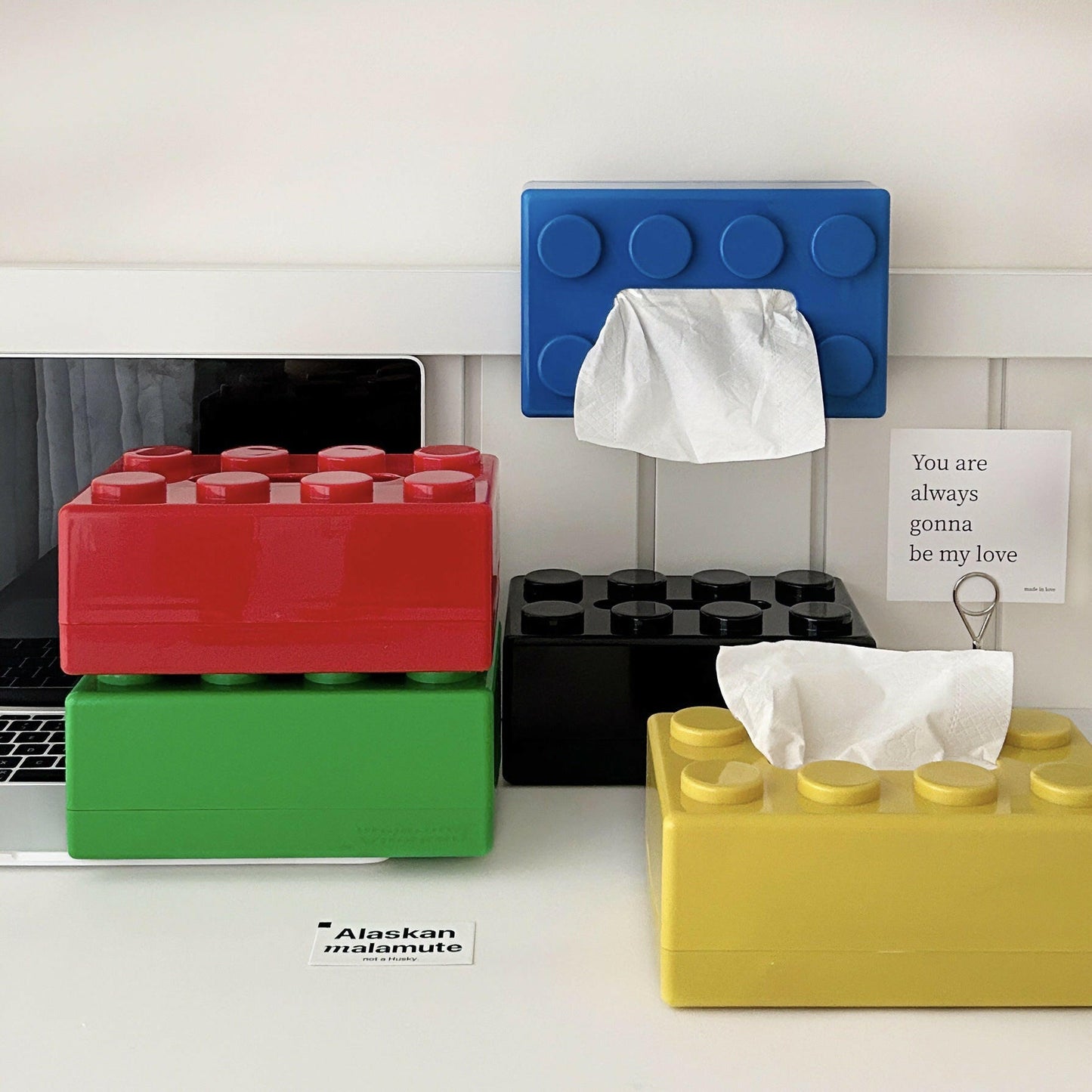 Colorful building block tissue box cover napkin holder