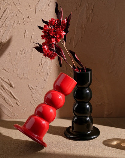 Vintage Minimalist Bubble Tube Ceramic Vases
