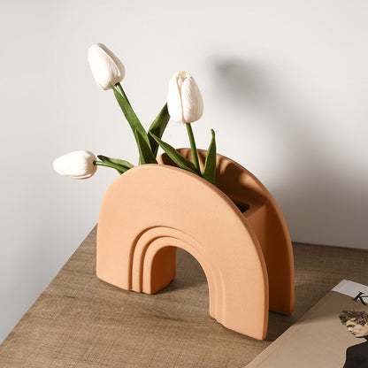 Nordic Minimalist Ceramic Vase Creative Arch Shape