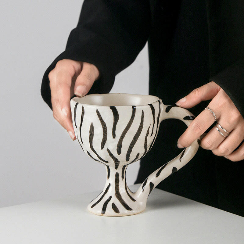 Vintage handmade mug zebra design