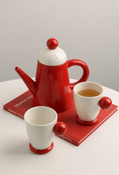 Nordic Vintage Ceramic Coffee/Tea pot Set with 2 Cups