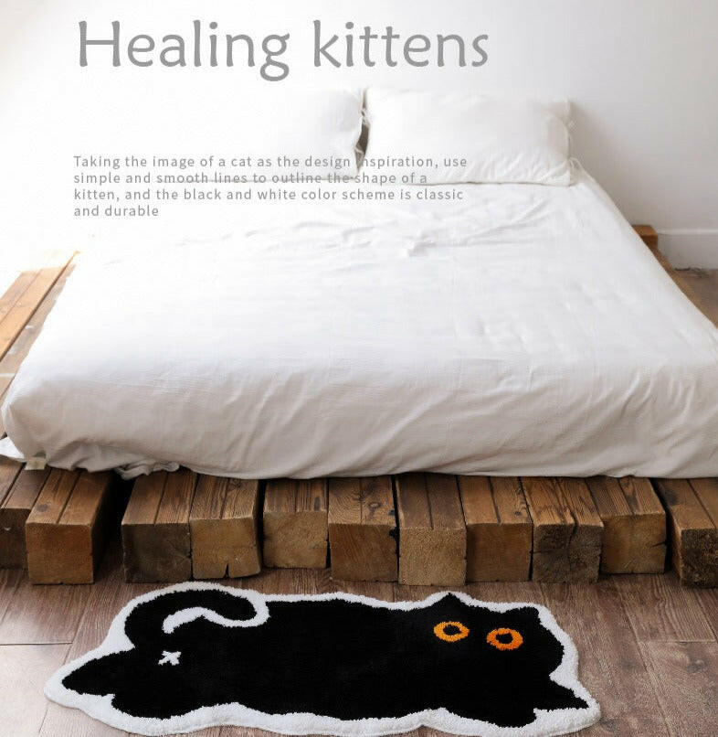 Bedside Rug Bedroom Mat Cute Cat Plush Rug