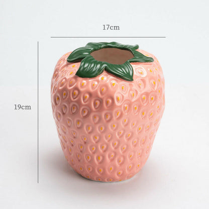 Fun strawberry decor vase pink