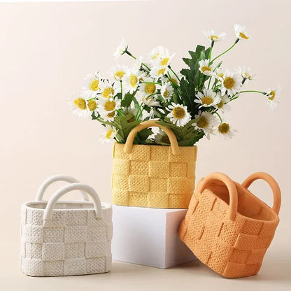 Creative Tote Bag Series Ceramic Flower Vase Decoration