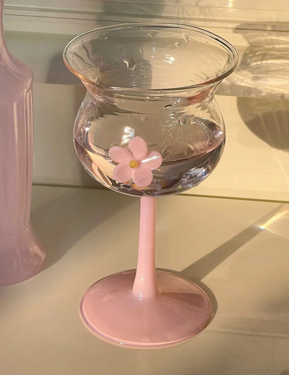 Pink Daisy Wine Glass