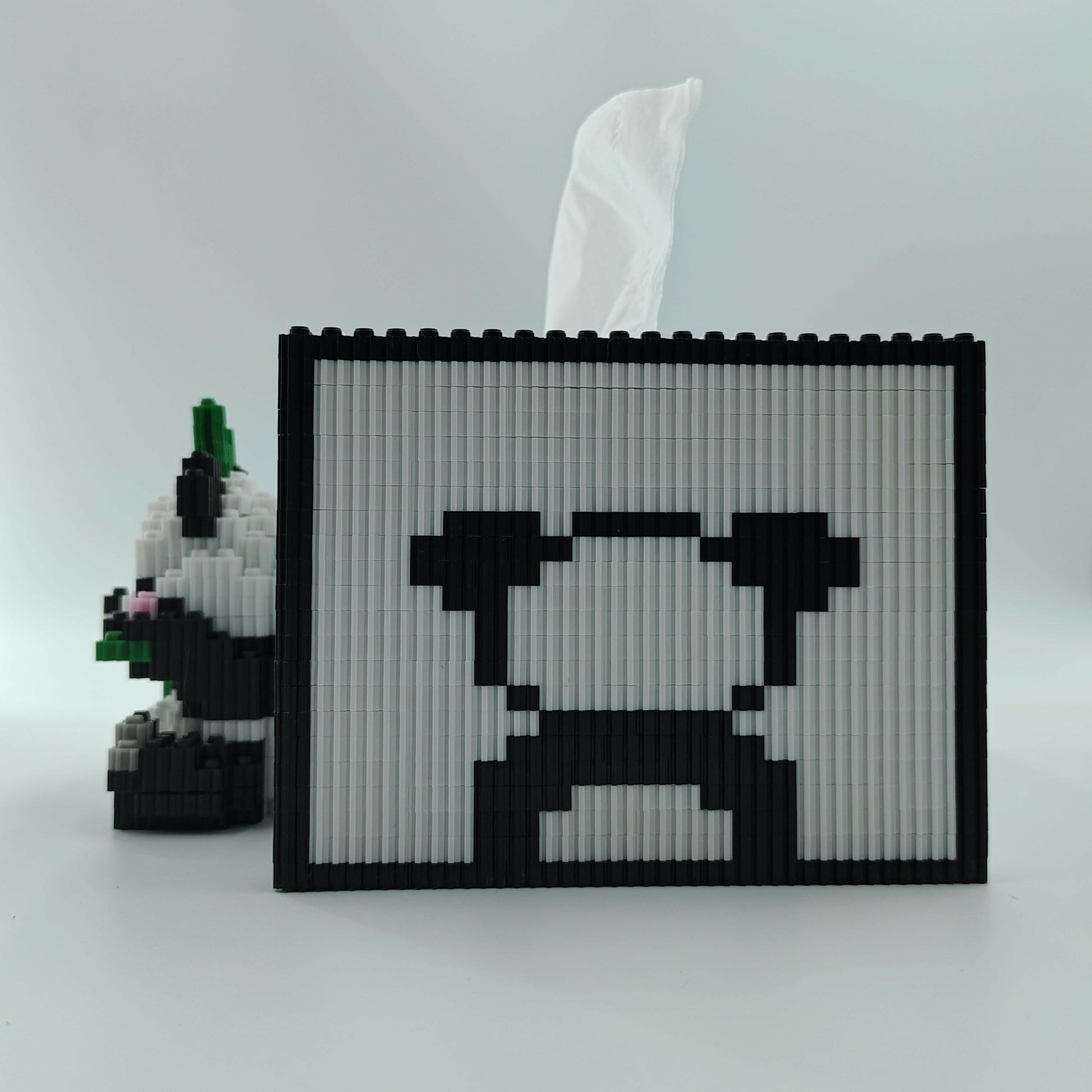 Building block tissue box cute panda designed left side