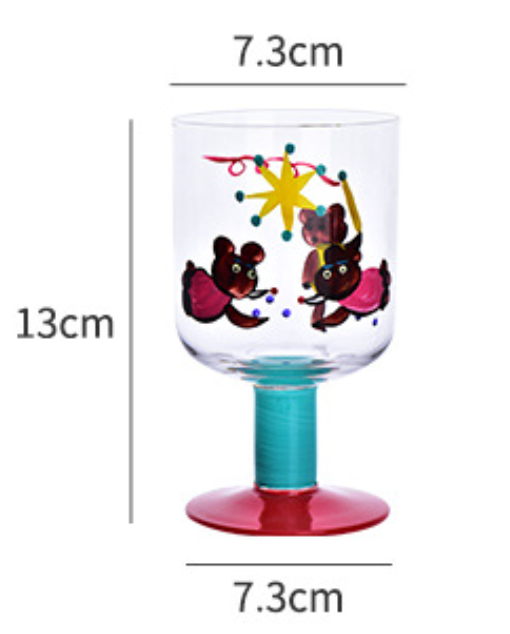 Whimsical hand painted wine glasses goblet