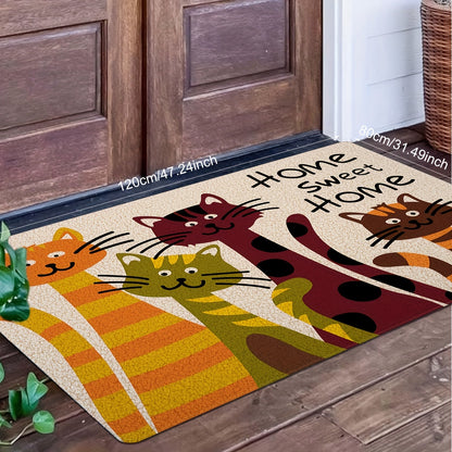 Charming Cat Design Non-Slip Floor Mat for Outdoor Home decor