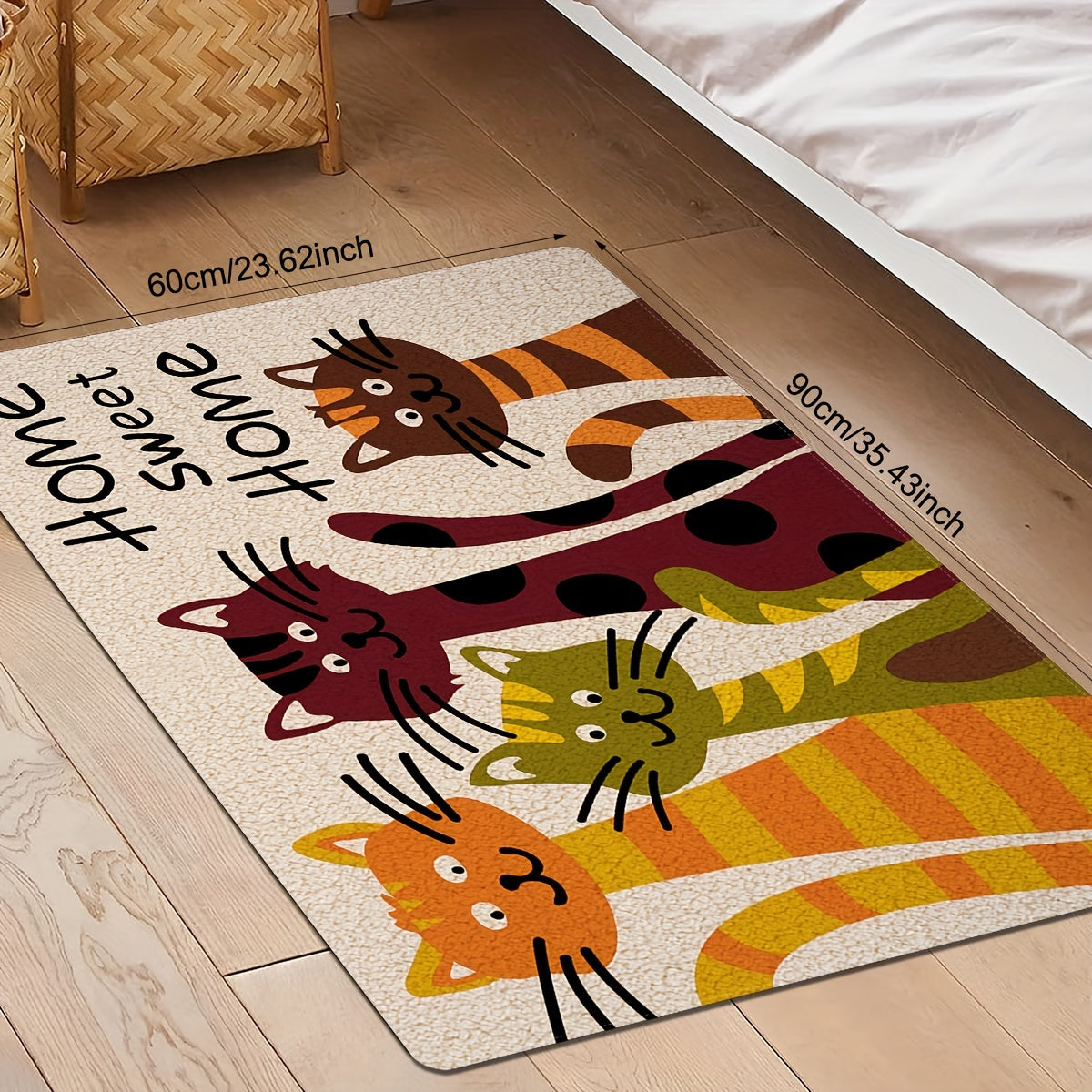 Charming Cat Design Non-Slip Floor Mat for bedside Home decor